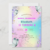 Blauwe Vlinders Kleurrijke Holografische Verjaarda Kaart (Voorkant)