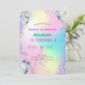 Blauwe Vlinders Kleurrijke Holografische Verjaarda Kaart (Staand voorkant)