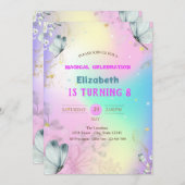 Blauwe Vlinders Kleurrijke Holografische Verjaarda Kaart (Voorkant / Achterkant)