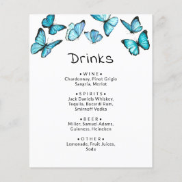 Blauwe vlinders. Menu Whimsical-Drinken