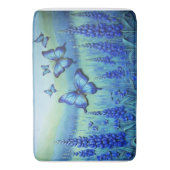 Blauwe Vlinders met Blauwe Bloemen, Badmat (Voorkant Verticaal)