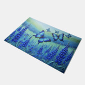 Blauwe Vlinders met Blauwe Bloemen, Deurmat (Schuin)