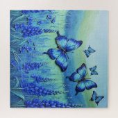 Blauwe Vlinders met Blauwe Bloemen, Legpuzzel (Horizontaal)