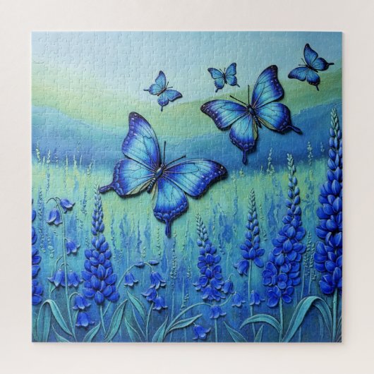 Blauwe Vlinders met Blauwe Bloemen, Legpuzzel (Verticaal)
