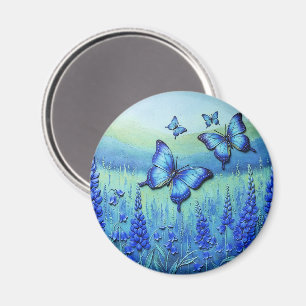 Blauwe Vlinders met Blauwe Bloemen, Magneet