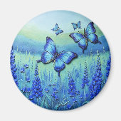 Blauwe Vlinders met Blauwe Bloemen, Magneet (Voorkant)