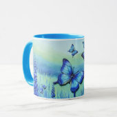 Blauwe Vlinders met Blauwe Bloemen, Mok (Voorkant links)