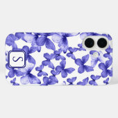 Blauwe Vlinders Modern Elegant Custom Monogram Case-Mate iPhone Case (Achterkant (horizontaal))