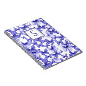 Blauwe Vlinders Modern Elegant Custom Monogram Notitieboek (Rechterzijde)