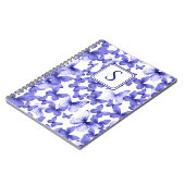 Blauwe Vlinders Modern Elegant Custom Monogram Notitieboek (Linkerzijde)