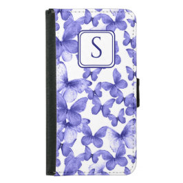 Blauwe Vlinders Modern Elegant Custom Monogram