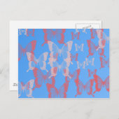 Blauwe vlinders op blauwe kalme achtergrond briefkaart (Voorkant / Achterkant)
