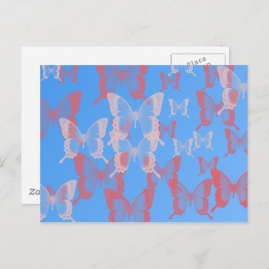 Blauwe vlinders op blauwe kalme achtergrond briefkaart (Voorkant / Achterkant)