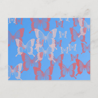 Blauwe vlinders op blauwe kalme achtergrond briefkaart