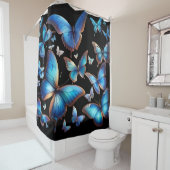 Blauwe vlinders op de vlucht douchegordijn (In situ)