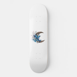 Blauwe vlinders op houten halve maan persoonlijk skateboard