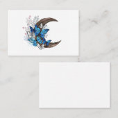 Blauwe vlinders op houten halve maan visitekaartje (Voorkant / Achterkant)