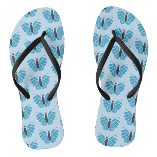 Blauwe vlinders op lichtblauwe teenslippers (Voetbed)