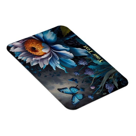 Blauwe vlinders op Sinaasappel Bloom Magneet (Rechterzijde)