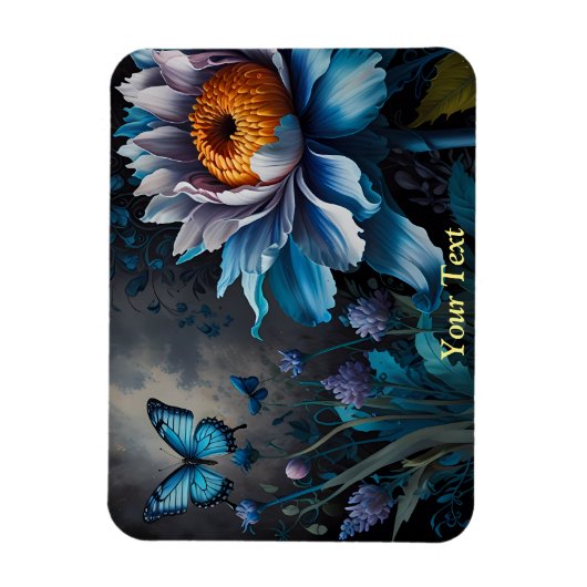 Blauwe vlinders op Sinaasappel Bloom Magneet (Verticaal)