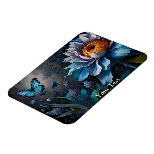 Blauwe vlinders op Sinaasappel Bloom Magneet (Linkerzijde)