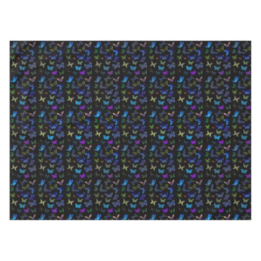 Blauwe vlinders op zwarte vlinders tafelkleed (Voorkant (Horizontaal))