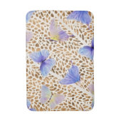 Blauwe Vlinders Organisch Bruin Dierenpatroon Badmat (Voorkant Verticaal)