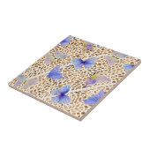 Blauwe Vlinders Organisch Bruin Dierenpatroon Tegeltje (Zijkant)