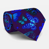 Blauwe vlinders Patroon 2506. DPurple BG Stropdas (Opgerold)