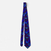 Blauwe vlinders Patroon 2506. DPurple BG Stropdas (Achterkant)