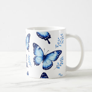 Blauwe vlinders patroon koffiemok
