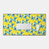 Blauwe vlinders patroon op geel bureaumat (Keyboard & Muis)