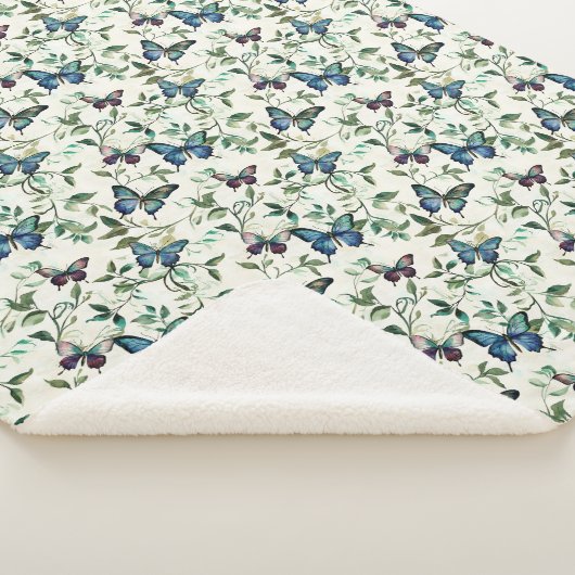 blauwe vlinders sherpa deken (3/4)