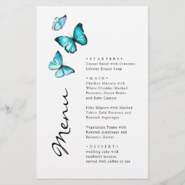 Blauwe vlinders. Stijlvol modern trouwmenu