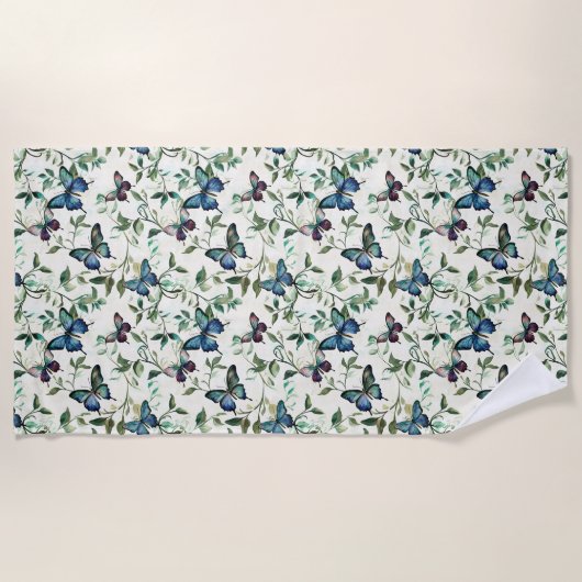  blauwe vlinders strandlaken (Voorkant)