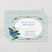  Blauwe Vlinders Trouwen RSVP Kaart (Voorkant / Achterkant)