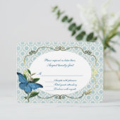  Blauwe Vlinders Trouwen RSVP Kaart (Staand voorkant)