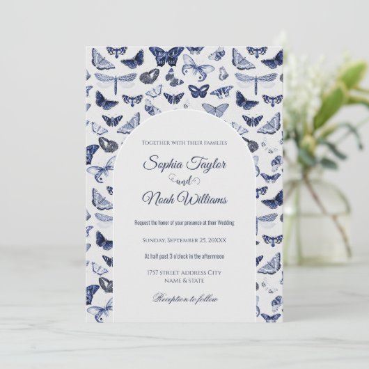 Blauwe Vlinders uit Grootmoeders Tijd Kaart (Staand voorkant)