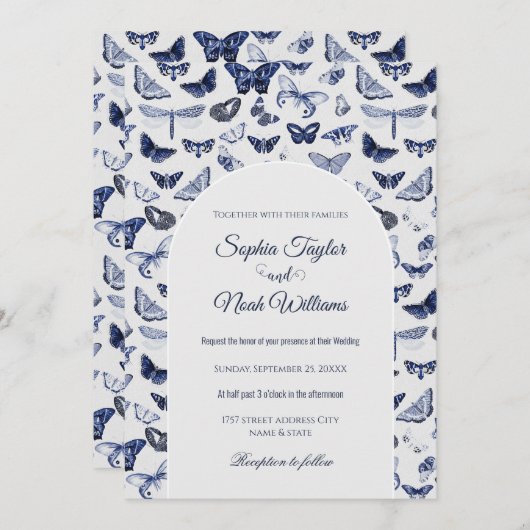 Blauwe Vlinders uit Grootmoeders Tijd Kaart (Voorkant / Achterkant)