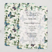 blauwe vlinders verjaardag kaart (Voorkant / Achterkant)