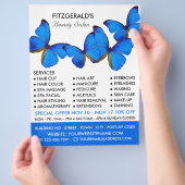 Blauwe Vlinders, Visagist, Schoonheidssalon Advert Flyer (Hand)