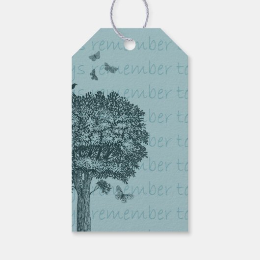 Blauwe Vlinders Vlinders Droomboom Cadeaulabel (Achterkant)