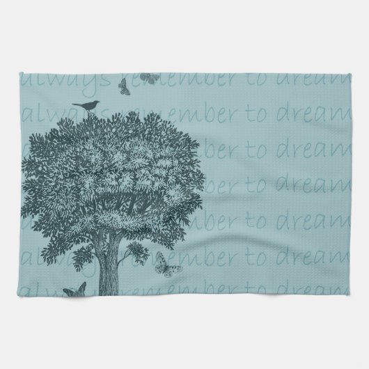 Blauwe Vlinders Vlinders Droomboom Theedoek (Horizontaal)