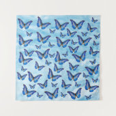 Blauwe Vlinders Wandtapijt Wandkleed (Voorkant)