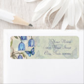 Blauwe Vlinders Waterverf Bloemen Bruiloft Etiket (Insitu)