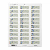 Blauwe Vlinders Waterverf Bloemen Bruiloft Etiket (Full Sheet)