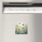 Blauwe Vlinders Waterverf Wilde Bloemenweide Magneet (Insitu (Vaatwasser))