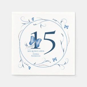 Blauwe vlinders & wervelingen Quinceañera Servet