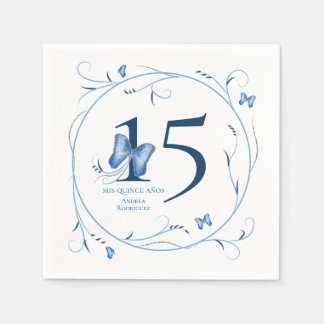Blauwe vlinders & wervelingen Quinceañera Servet