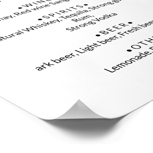 Blauwe vlinders. Whimsical huwelijksdrankjes menu Poster (Hoek)